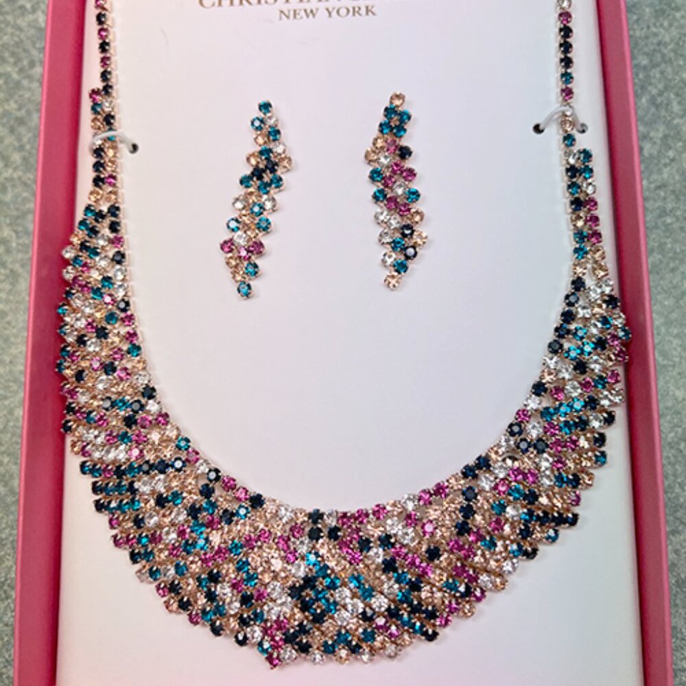 Christian Siriano | NIB | Multicolor Rhinestone Necklace and Earring Set - Picture 5 of 7